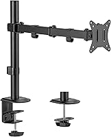 Vista 1 de Mount-It! Single Monitor Arm 17" to 32", Full Motion Adjustment with Tilt, Rotation, Swivel, Height Adjustment Along Pole, Clamp or Grommet