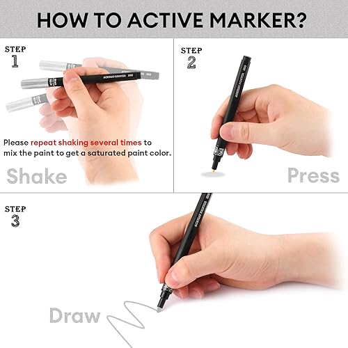 Miniatura 4 de Dyvicl Bolígrafos de pintura plateada metálica, marcadores de pintura acrílica metálica plateada de punta fina para pintura de roca, piedra,