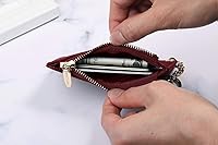 Vista 82 de Carteras pequeñas de cuero delgado para mujeres, tarjetero, cartera, monedero con llavero beige (B-Beige)