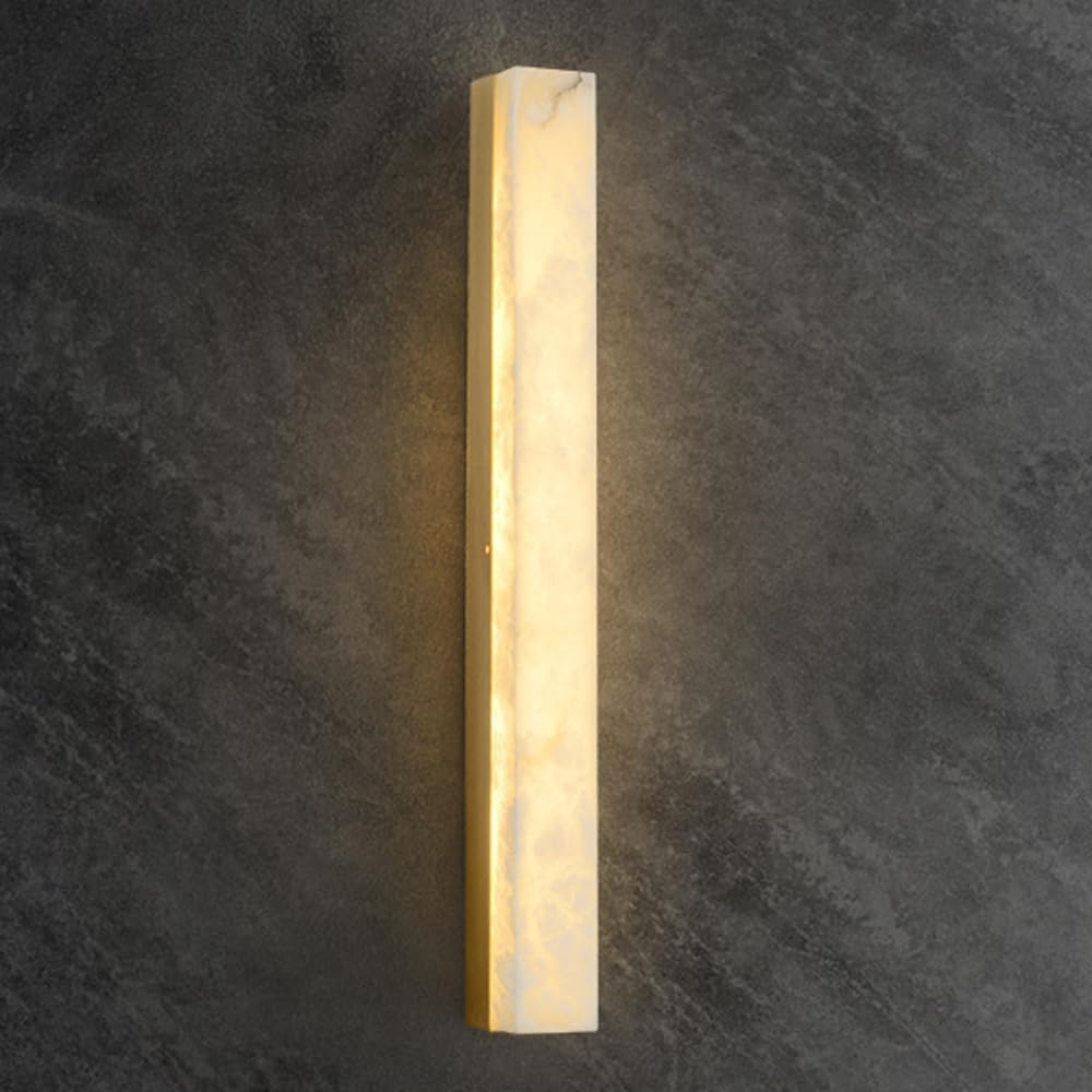 HXYSXHJUO Modern Long Alabaster Wall Sconce, Natural Marble Lamp With Brass Frame, Vanity Light Fixture For Bathroom Bedroom Living Room Hallway Stairs Gold 60CM