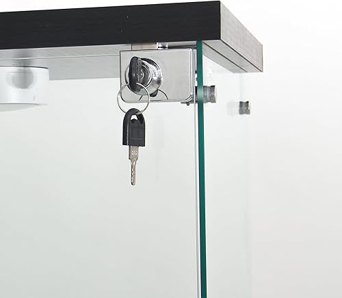 Miniatura 6 de JT Vitrina de cristal con 4 estantes con puerta, fácil de instalar, vidrio templado sólido, estantería Curio de pie para sala de estar, dormitorio,