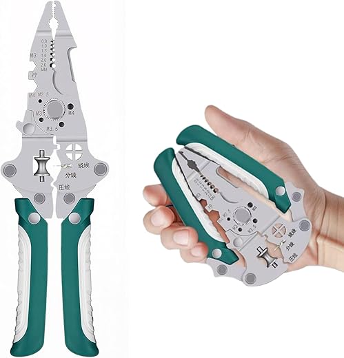 16 in 1 Folding Wire Stripping Pliers, Multi-function Electrician Tool with Crimping, Cutting, and Wrench Features, Compact Folding Design for Easy Storage