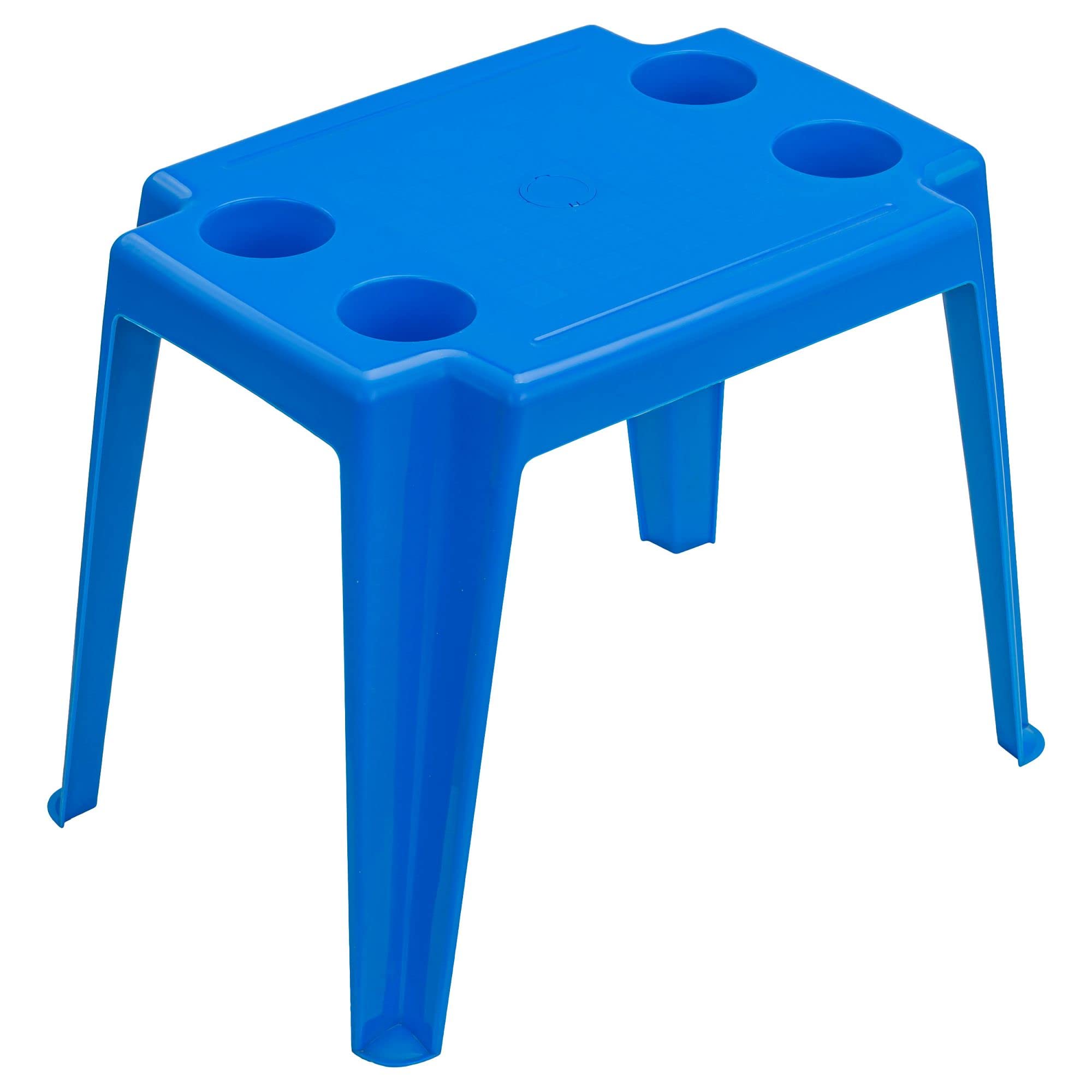 botle Gartentisch Strandtisch Blau Pooltisch aus Kunststoff gemütlich leicht Schirmloch Bis zu 35mm Maße 40 cm x 59 cm H 45 cm Picknicktisch Schachspiel Trinköffnungen Campingtisch Getränkehalter Garten