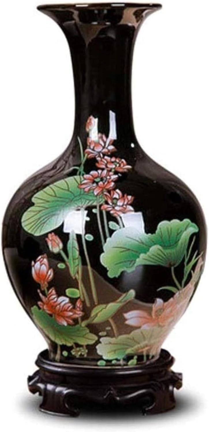 Bzgpmfud One Color Vase Desktop Ceramic Handmade Crafts With Base Lotus Pattern Can Be Placed In The Club Hotel Accessories