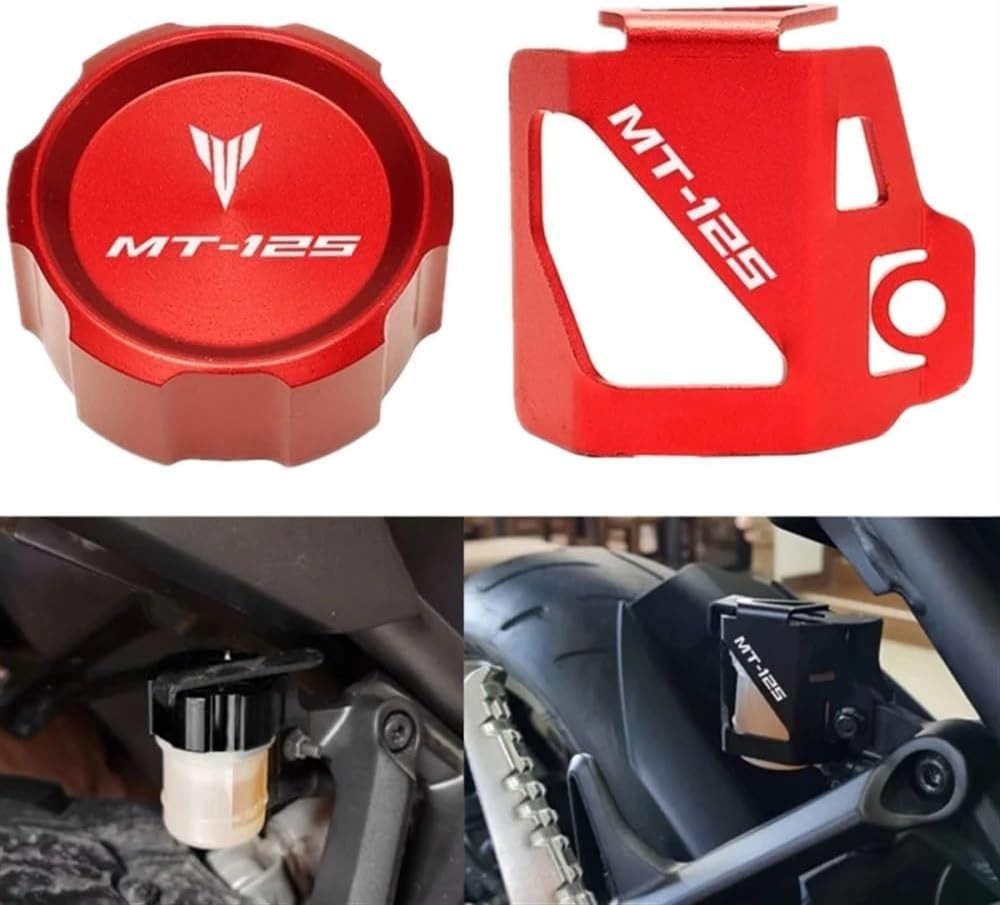 Motorcycle Oil Filler Caps, For MT125 Mt 125 MT-125 2008-2019 Motorcycle Rear Brake Fluid Reservoir Cover Cap & Guard Cover Protector, RBC Red