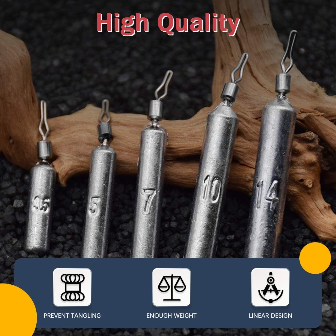 Hilitchi Pencil Drop Shot Weights Fishing Weights Rotating Weight Sinker Jig Head (7g-26pcs) : Sports & Outdoors