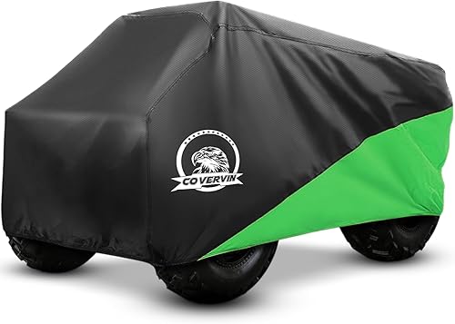 COVERVIN Cubierta para cuatrimoto, resistente al agua, tela Oxford protectora de 4 ruedas para Kawasaki Honda Polaris Yamaha de 82 pulgadas (negro y