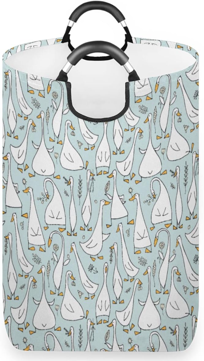 Laundry Basket Goose Collapsible Waterproof Laundry Hamper with Handles Foldable Laundry Bags Washing Bin for College Dorm Family Travel, 55L