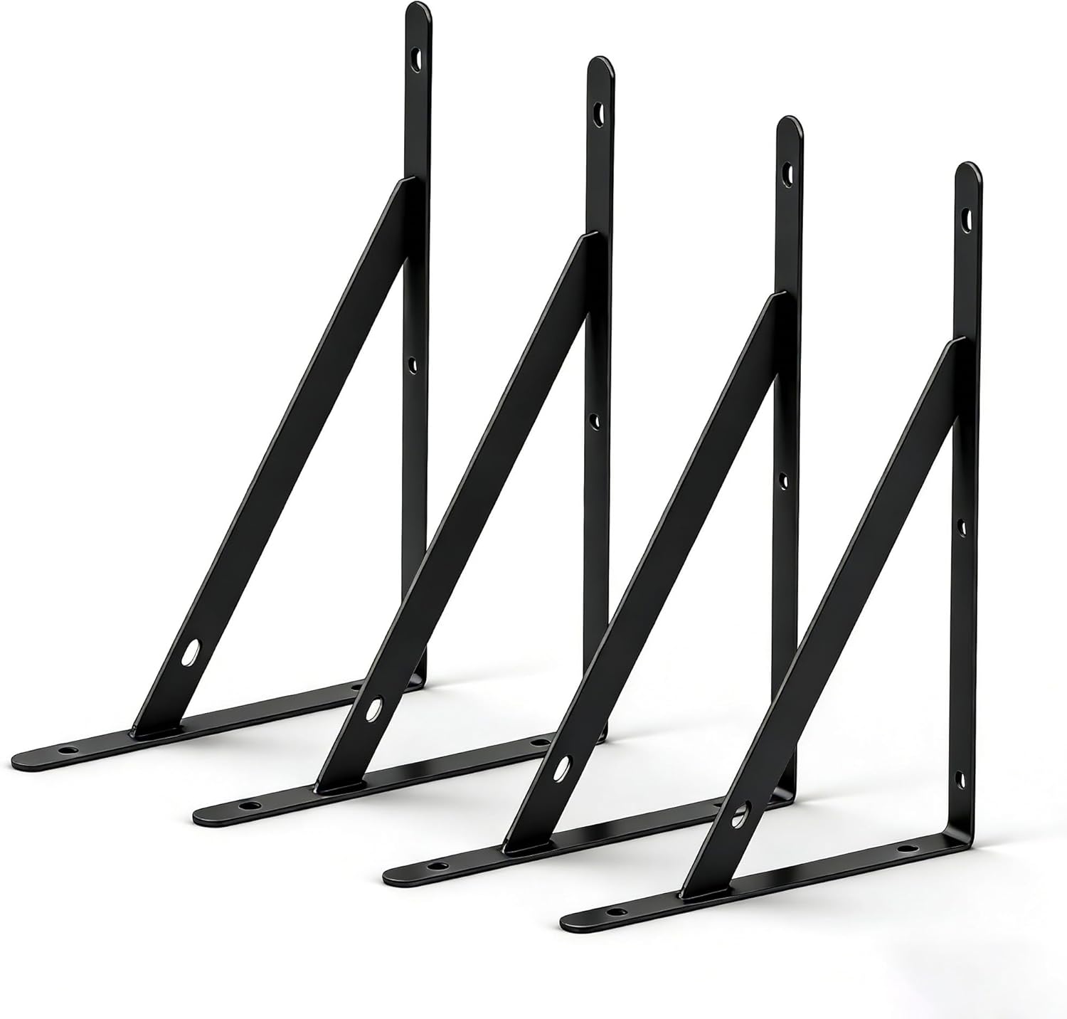 Shelf Brackets 10 Inch, Set of 4, Steel (Black, 10 inch 4 Pack)