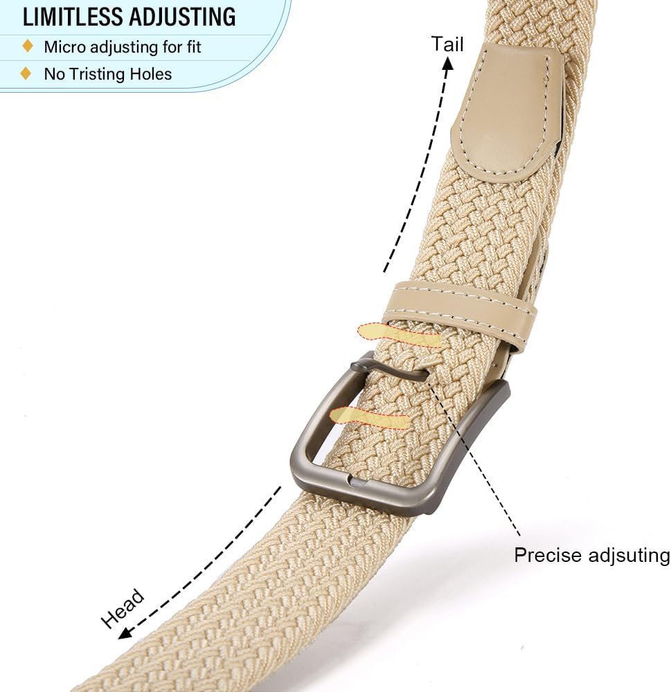 DOOPAI Braided Stretch Belt for Men, Elastic Woven Belt, casual Fabric Golf Belt, 1 3/8" for golf pants jeans, Gift Box - Image 2