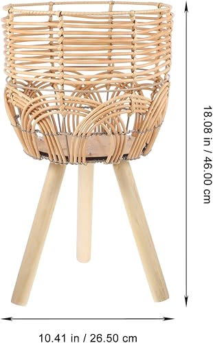 Miniatura 5 de GANAZONO Soporte para plantas de interior, soporte tejido para plantas de bambú, soporte de cesta de flores de madera de bambú, estante bohemio para