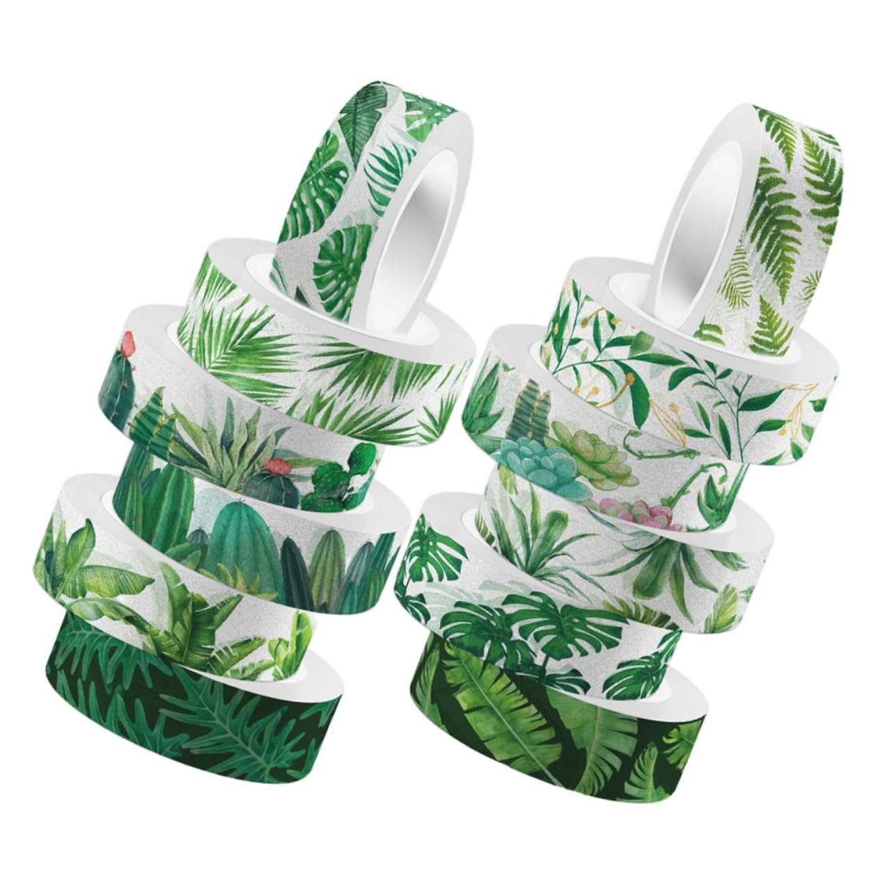 NUOBESTY 48rotoli Nastro Adesivo Decorativo Washi Tape Verde Per Scrapbooking e Decorazioni Adatto Per Diari Calendari e Regali Stile Kawaii e Facile Da Usare
