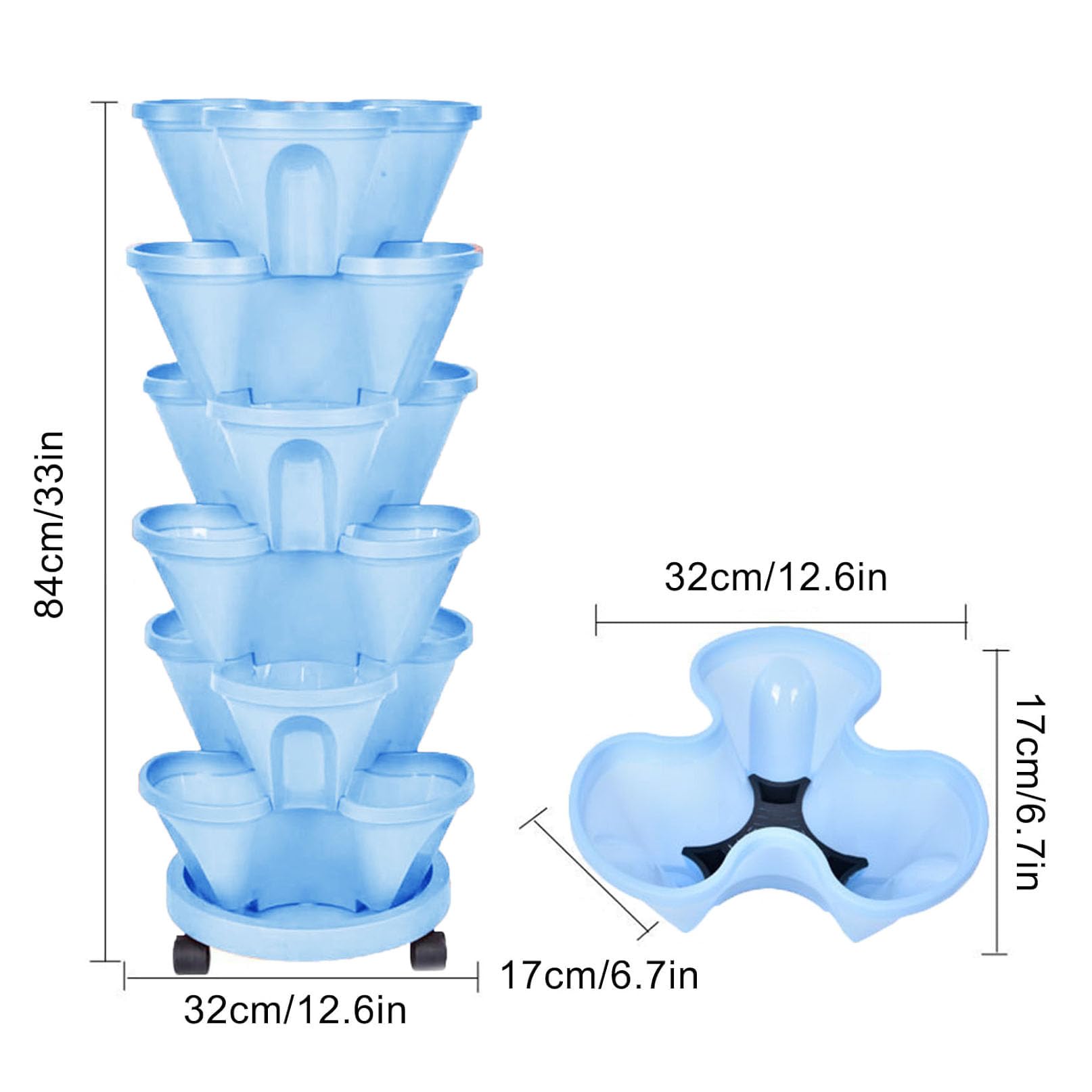 Vaso Fiori Impilabili, Vaso per Fragole Verticale, Fioriera per Fragole da Esterno, Set di Fioriere Verticali Utilizzate per Fragole, Erbe Aromatiche e Fiori,A