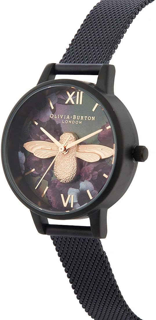 Olivia Burton - Orologio da polso analogico al quarzo, taglia unica, colore: Nero, Bracciale