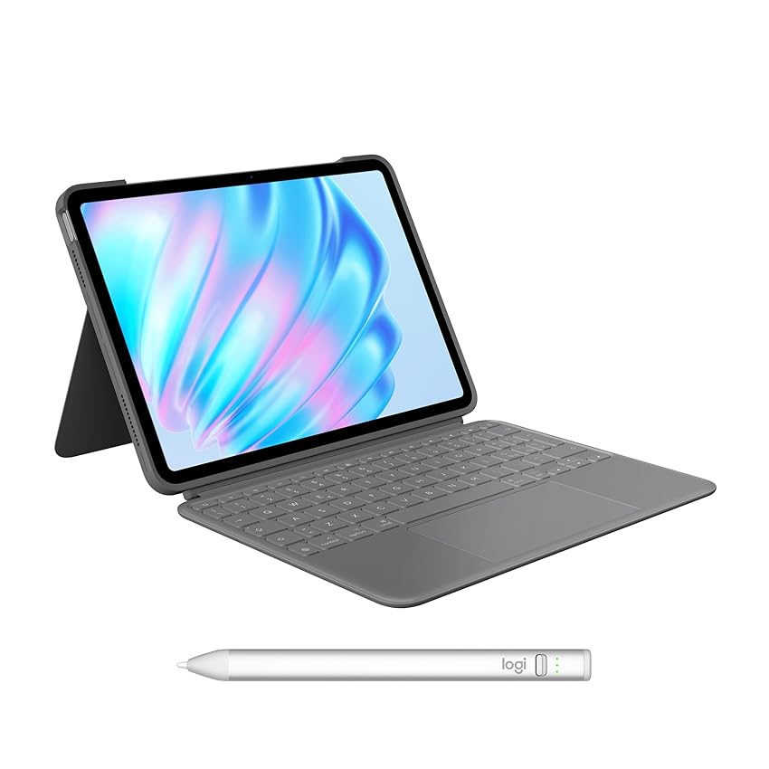 Logitech Combo Touch per iPad Air da 11 pollici (M2), iPad Air (5ª generazione - 2022) Custodia con Tastiera e Matita Digitale Logitech Crayon (2018 e Versioni Successive), Layout ITA QWERTY, Grigio