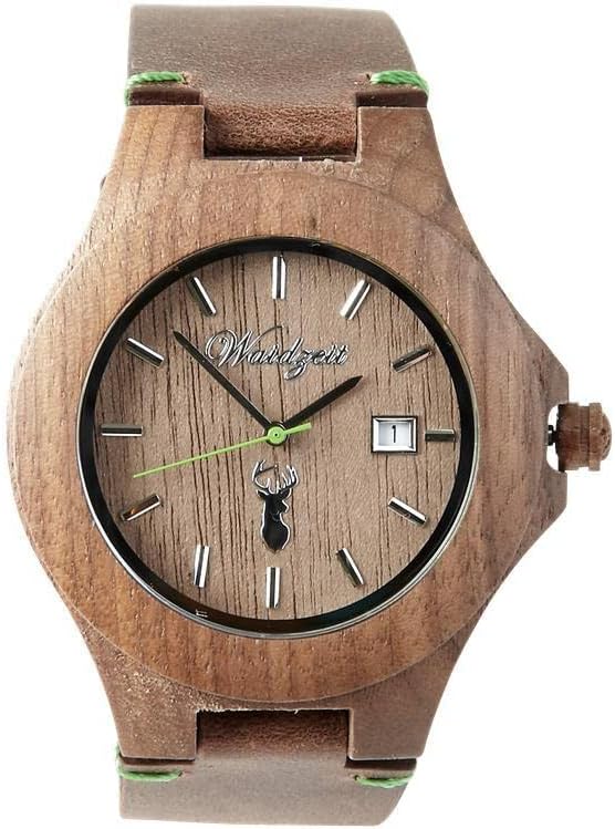 Waidzeit men's watch, wooden premium watch with leather strap "Gams" GA01L