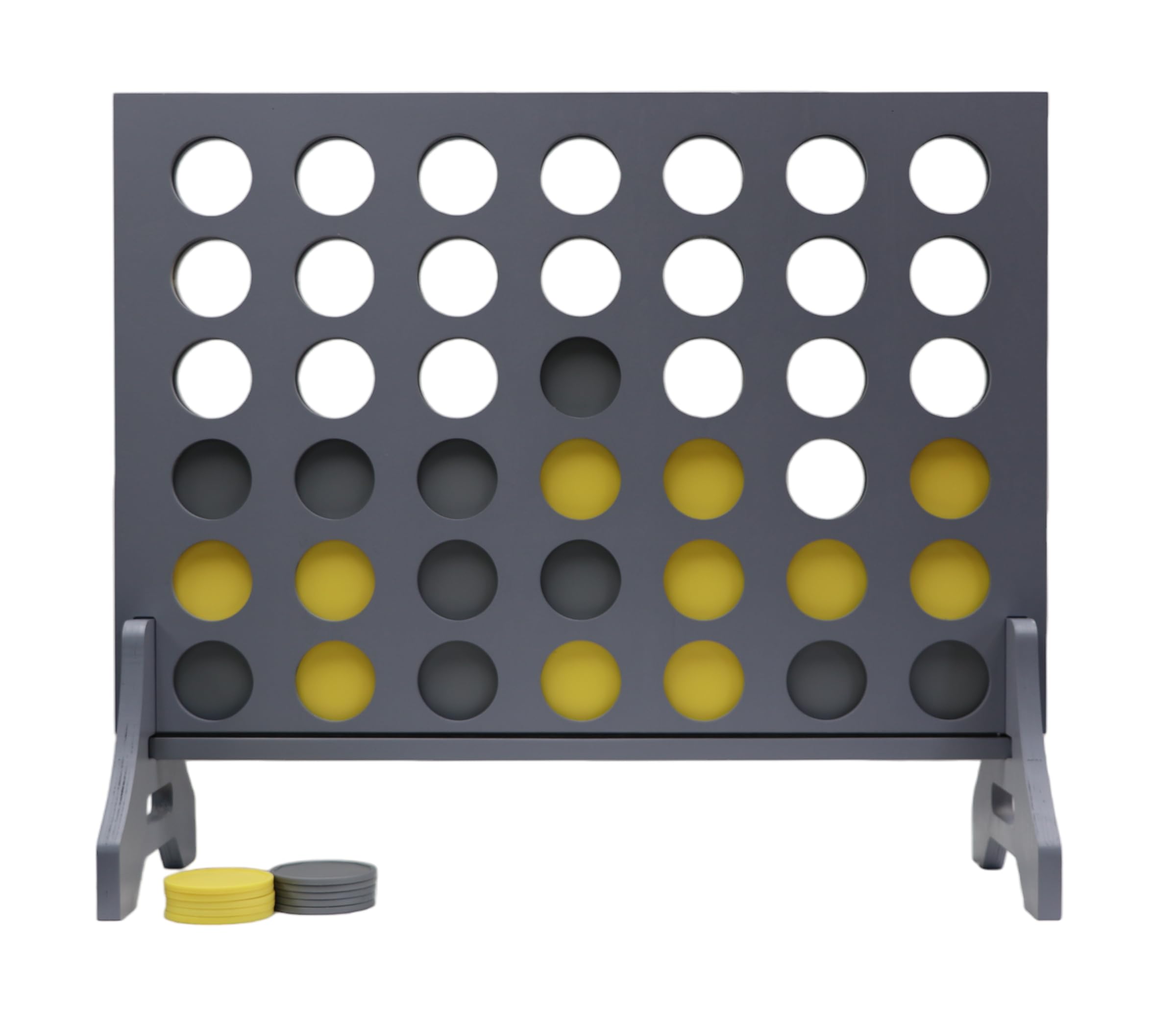 Giant 4 in a Row Game for Family &amp; Adults – Tailgating Pros Jumbo Grey Wooden Four in a Row Indoor &amp; Outdoor Yard Game for Family Party Fun, Portable Activities for Patio, Backyard, and Camping
