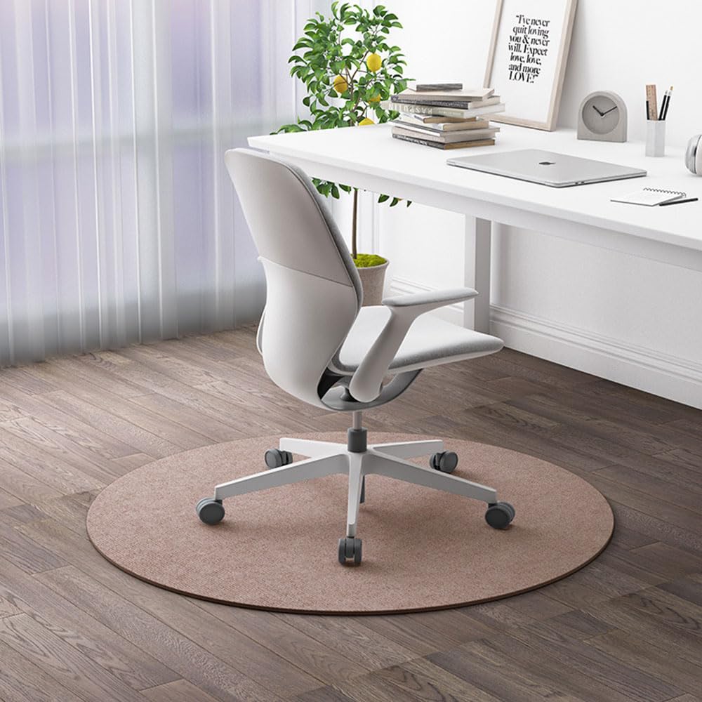 Highdi Round Office Chair Mat, Loop Pile Office Chair Mat for Carpet for Hardwood Tile Floor, Scratch Resistant Non-Slip, Washable Desk Chair Carpet for Office Home (Brown,120cm / 47.24in)