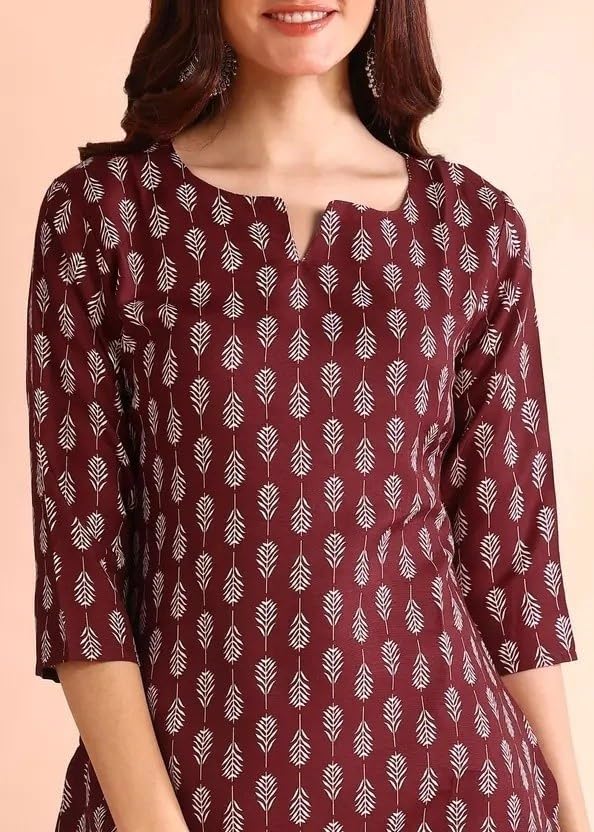 Image of MS VHCK ENTERPRISE Women's Short Kurti in Multicolor Rayon Cotton Blend | Ladies Ethnic Tunic | Office