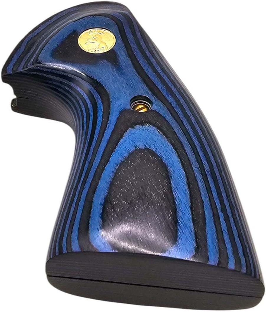 Luxury Blue-Black Pakkawood Grips for Colt Python & Anaconda Revolvers | 24K Gold Plated Emblems & Hardware | Fits 2019+ Models