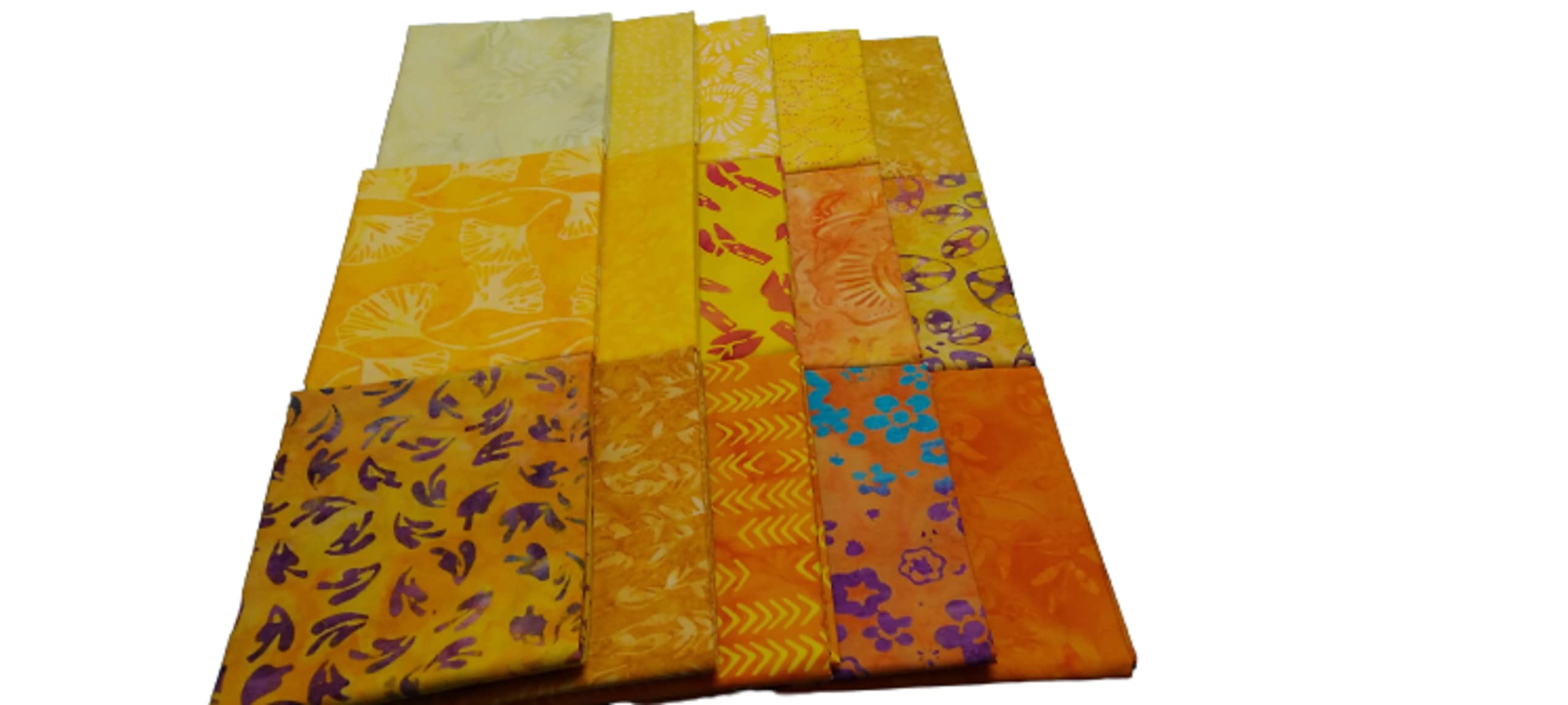 Java Batik Citrus Fat Quarter Bundle - 15pcs - Handcut by Fuller Fabrics