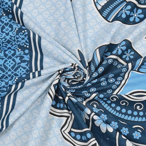 Image of Rajasthani Jaipuri Sanganeri Printed 144 TC 100% Cotton Bed Sheet Set for Double Bed,Double Peacock Pattern, Double Bedsheet Cotton with 2 Pillow Covers