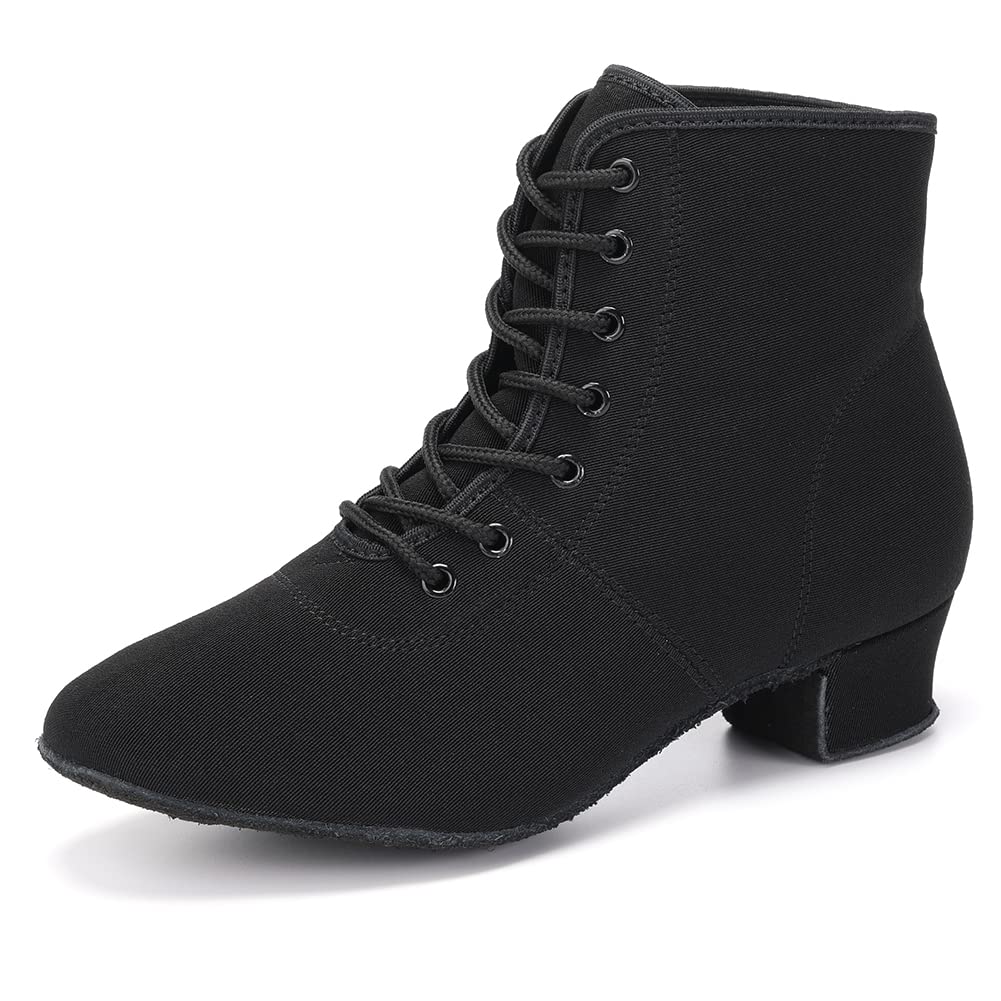 HROYL Botines de Baile Latino Mujer con Tacón Bajo Zapatos de Baile Salsa y Bachata de Salon,Modelo GBNJB
