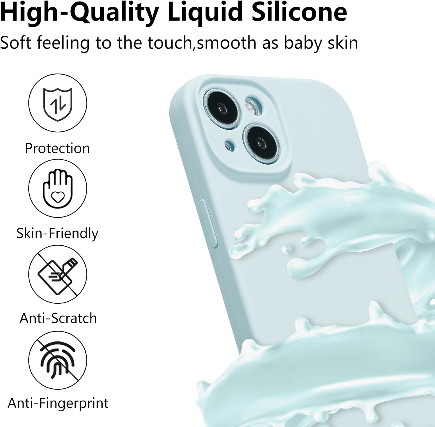 for iPhone 14 Plus Case,Liquid Silicone Case,Baby Blue image 2