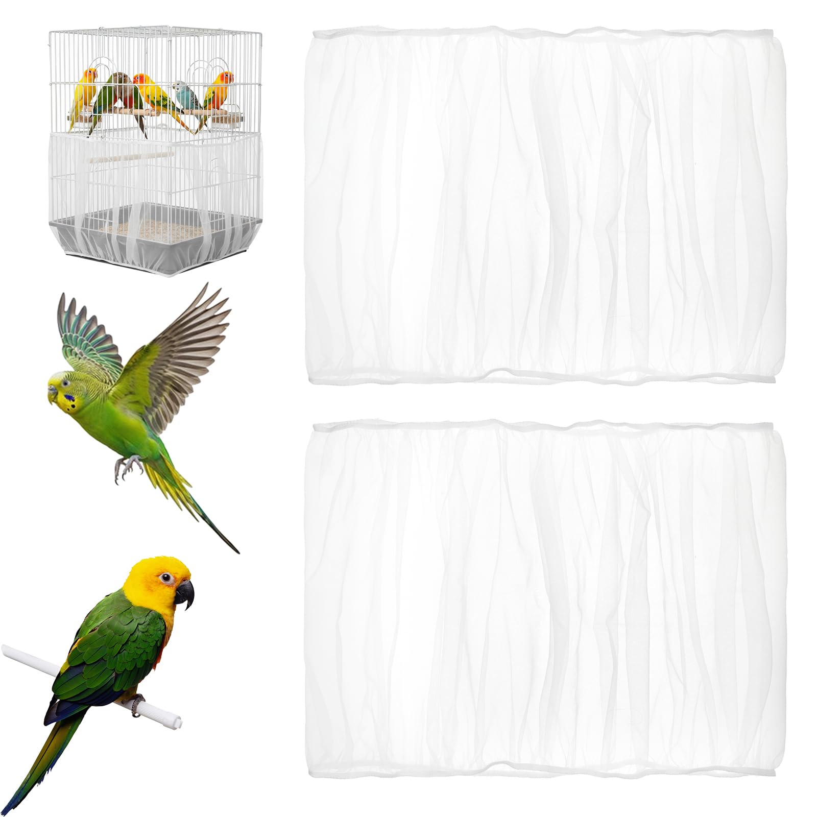 2 PCS Bird Cage Cover, Bird Cage Seed Catcher, Adjustable 59-70.9in