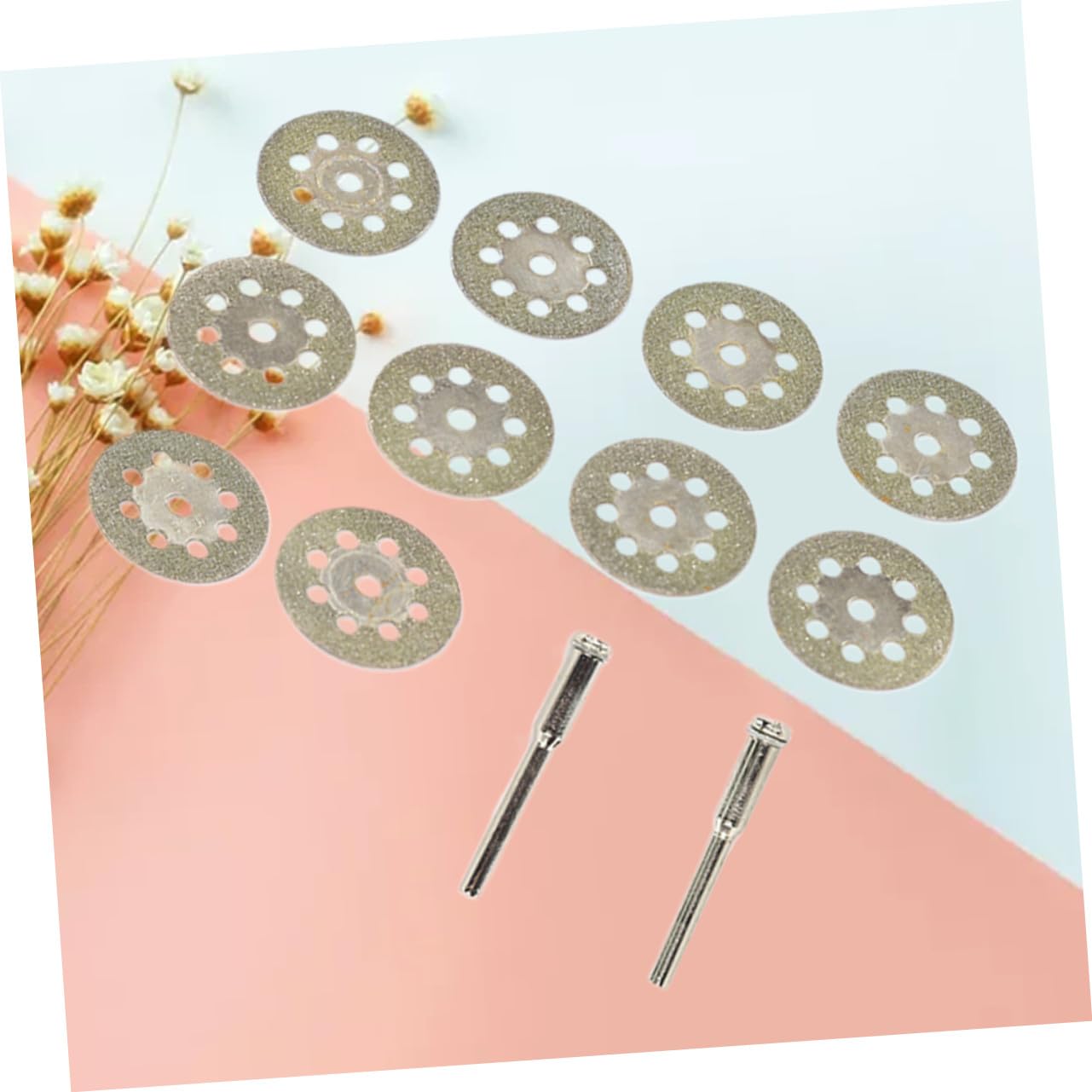 10Pcs Diamond Cutting Discs with Precision Off Wheels for Rotary Tools Silver Gemstone Glass Tile Cutter with Mandrels