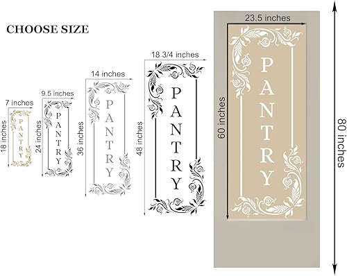 Miniatura 4 de Calcomanía vertical de despensa, mural con patrón de floresflores, letrero de despensa, calcomanía de vinilo para pared, decoración de puerta de