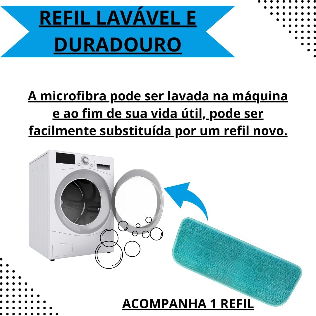Mop Spray 3 em 1 com Reservatório 400ml - Esfregão Mágico para Limpeza Completa: Lava, Enxágua e Seca