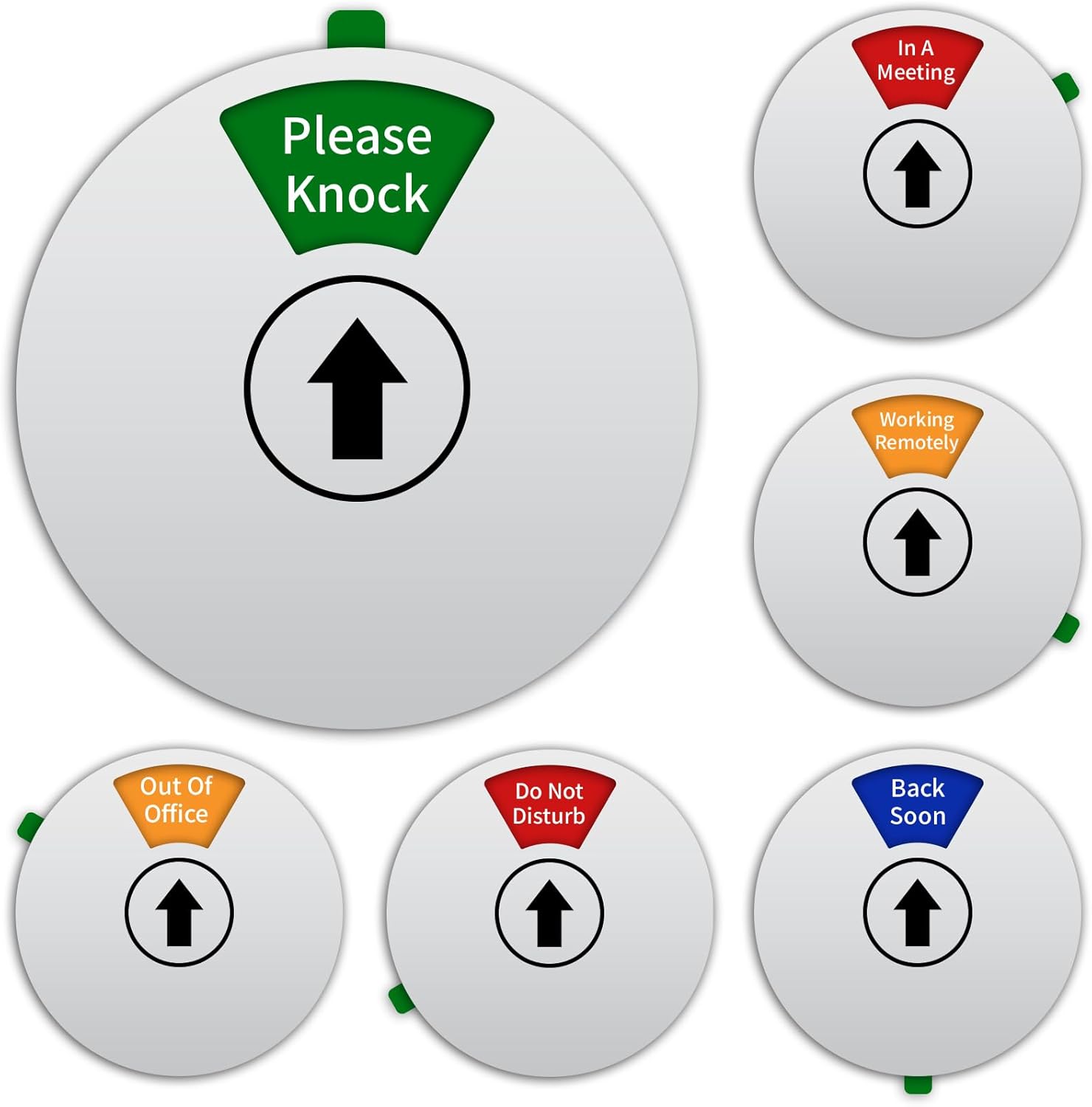 Office Door Sign- Do Not Disturb/Out of Office/Please Knock/In a Meeting/Working Remotely/Back Soon, Rotating Privacy Door Sign Conference, 6 Inch, Silver