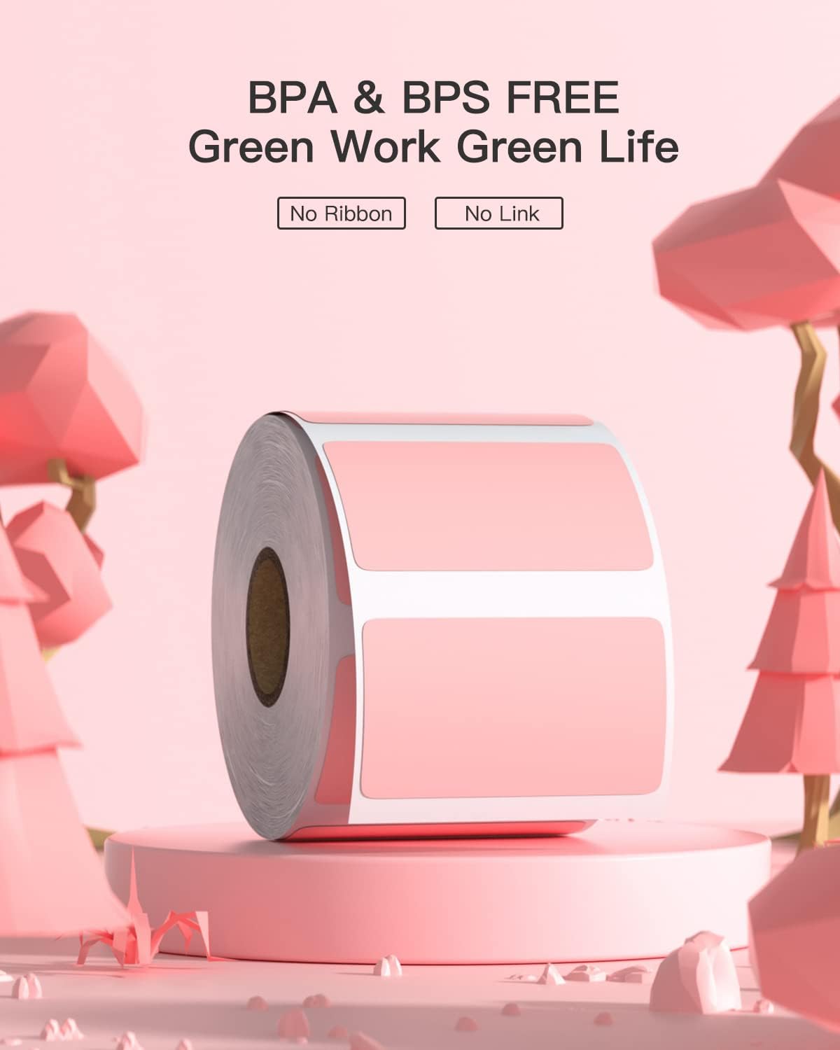 POLONO 2.25”x1.25” Direct Thermal Label, Perforated Sticker Labels for Address, Barcodes, Adhesive Multipurpose Labels Compatible with PL70E Label Printers (1000 Labels, Pink) - Image 5