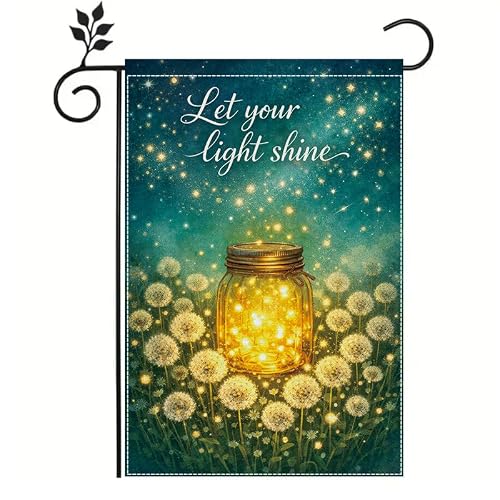 ActFirst Garden Flag 12x18 Inch, Let Your Light Shine Dandelion Outdoor Flag, Double Sided Seasonal Yard Flag with Firefly Lantern Design, Decorative Garden Decor for Porch Lawn Patio