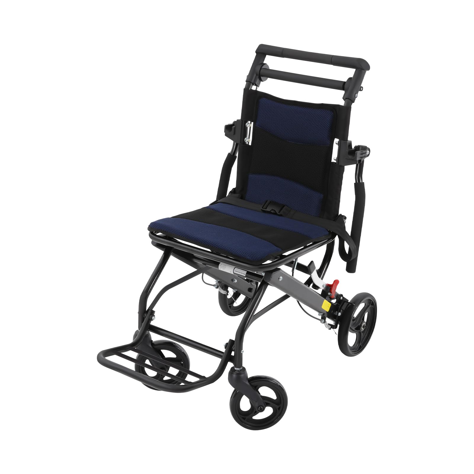 Czarne lekkie krzesło transportowe dla dorosłych, składany wózek inwalidzki transportowy z torbą do przechowywania, dla rodzin, domów opieki i szpitali, 84 x 48 x 89 cm