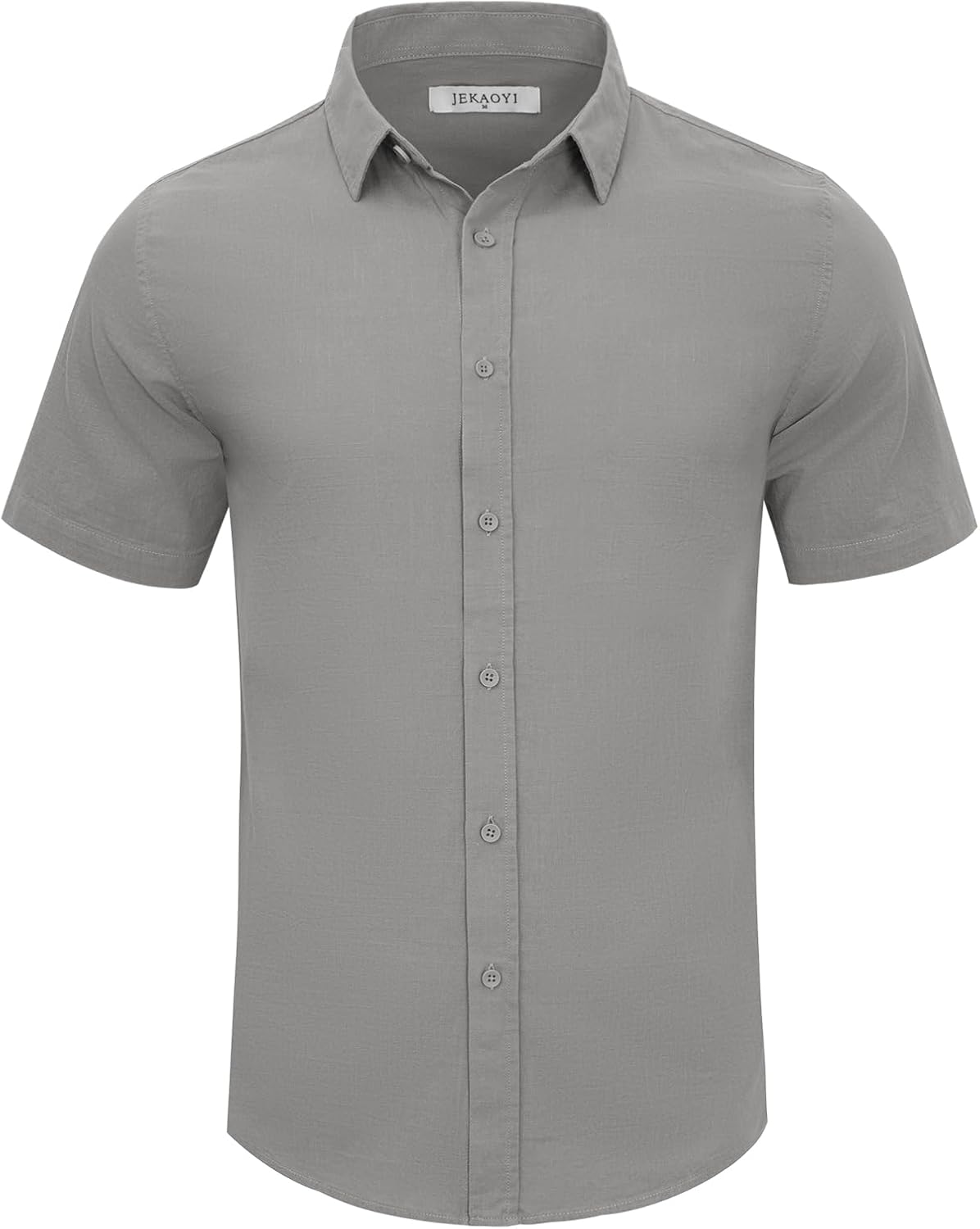 Mens Casual Linen Button Down Short Sleeve Shirts Beach Summer Spread Collar Pocket Tops - Image 2