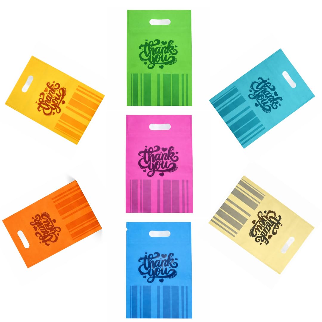 Thank you Bags for return gift/Non-woven Birthday/pooja/haldi/mehandi/baby shower cloth Bag/Wedding Gift Bag (Thamboolam bags) - Medium size (9x12) - Multicolour) (Pack of 25)-image-25