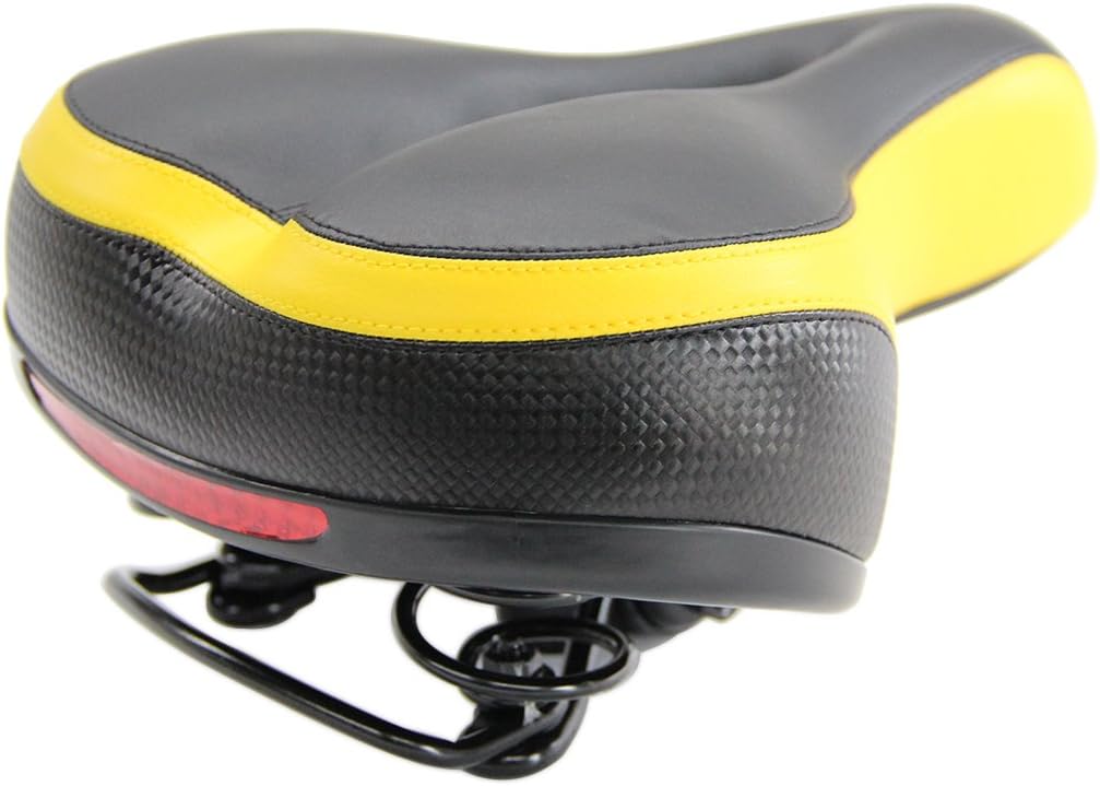 UNISTRENGH Comfortable Bike Seat for Men and Women - Oversize Bicycle Saddle with Safety Reflective Tape Soft Cushion Fit for Mountain Bike, Road Bicycle, Hybrid, Cruiser and Stationary Exercise Bike