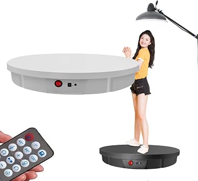 Electric Rotating Turntable for Photography, 360 Rotating Display Stand 52cm Automatic Revolving Platform 100kg Capacity for 3D Models, Jewelry and Collectibles,White