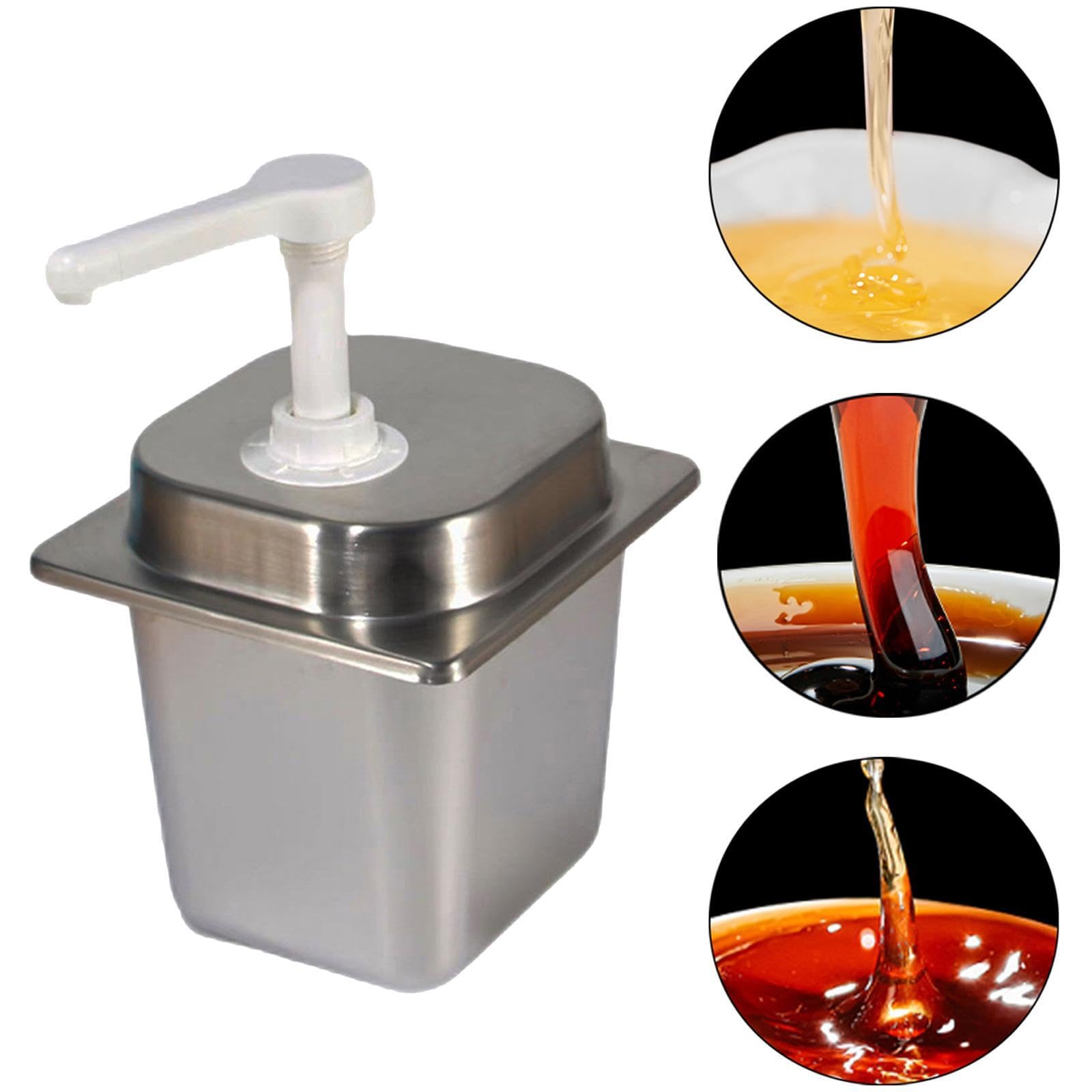 Dispensador de Salsas con Bomba de Acero Inoxidable, Estación de Botellas con Bomba Manual, Herramienta para Especias Desmontable para Cocina Doméstic, 20 CC