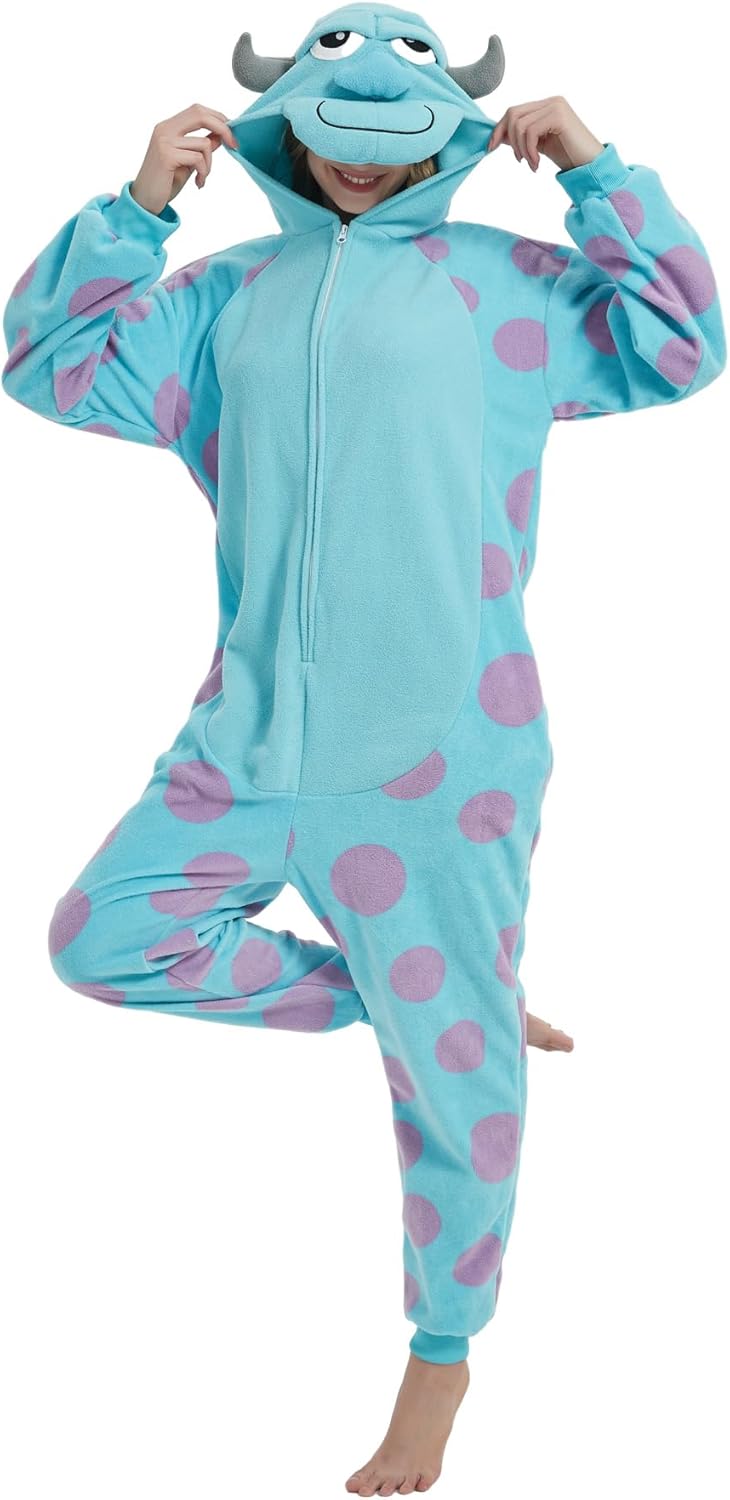 Animal Onesie Adult One Piece Cosplay Costume Pajamas for Women Men X-Large Multicolor Sulley Monster