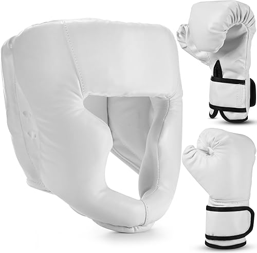 Miniatura 12 de Set de protección para la cabeza y guantes de boxeo Arrowbash para niños, guantes de boxeo de 6 oz y protección para la cabeza de lucha, equipo de