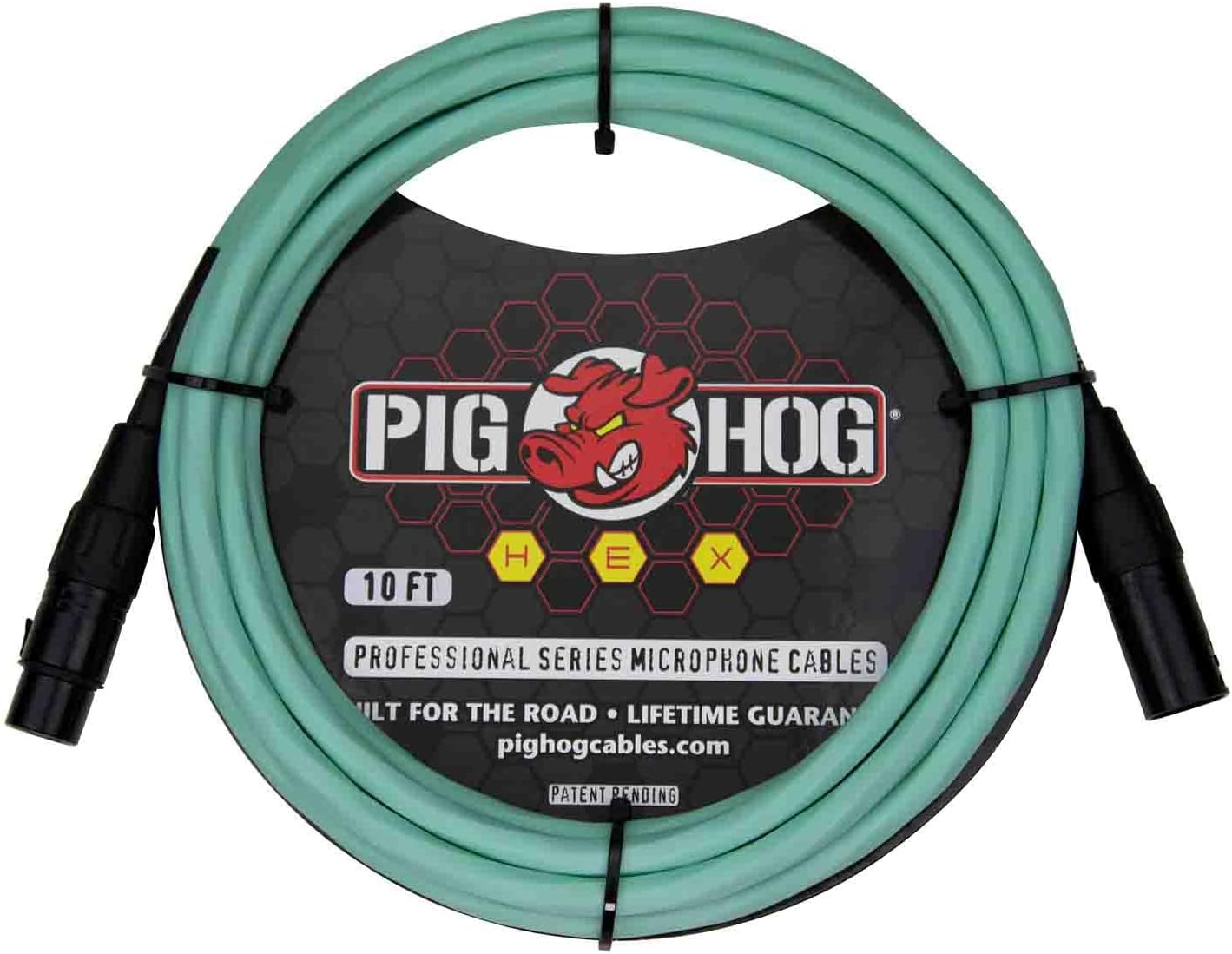 Pig Hog PHMH10SG Hex Series Mic Cable, Seafoam Green 10ft