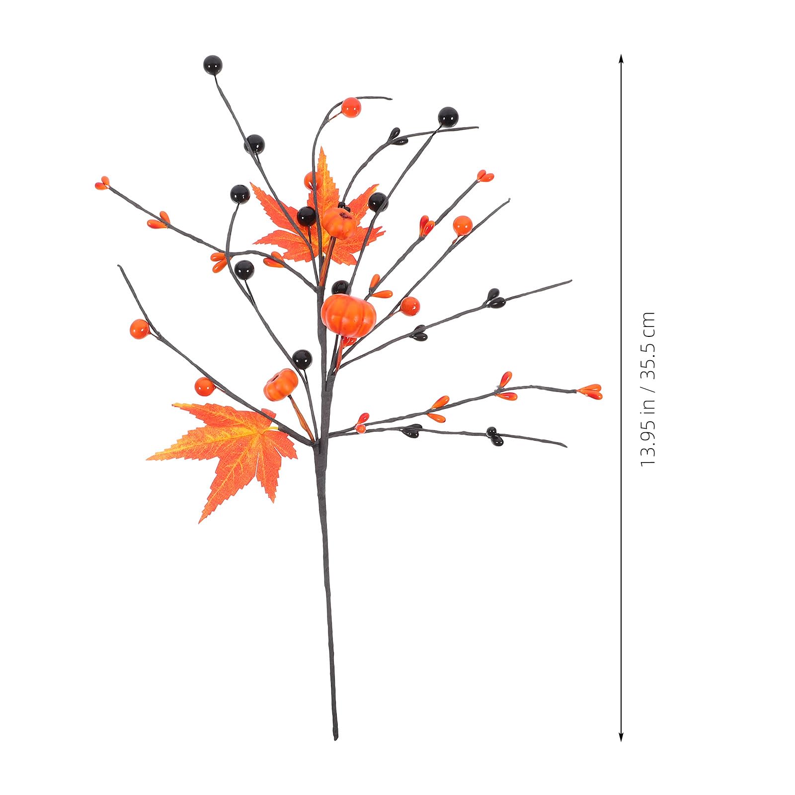 LOGOFUN Artificial Pumpkin Branch Simulation Berry Stem with Maple Leaves Fake Pumpkin Maple Leaf Pick for Thanksgiving Day Halloween DIY Floral Arrangement Vase Decor
