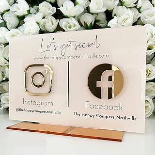 Multi Business QR-Code-Ständer, Instagram Facebook App Social Media Logo Plaque, Custom Signs