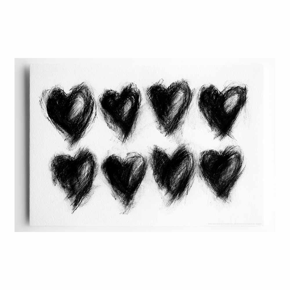 HOQIU Black And White Canvas Wall Art Charcoal Heart Sketch canvas wall art, decorative paintings, for Bedroom Living Room Bathroom Office Home Decoration(Multicolor)-80x120cm Unframed