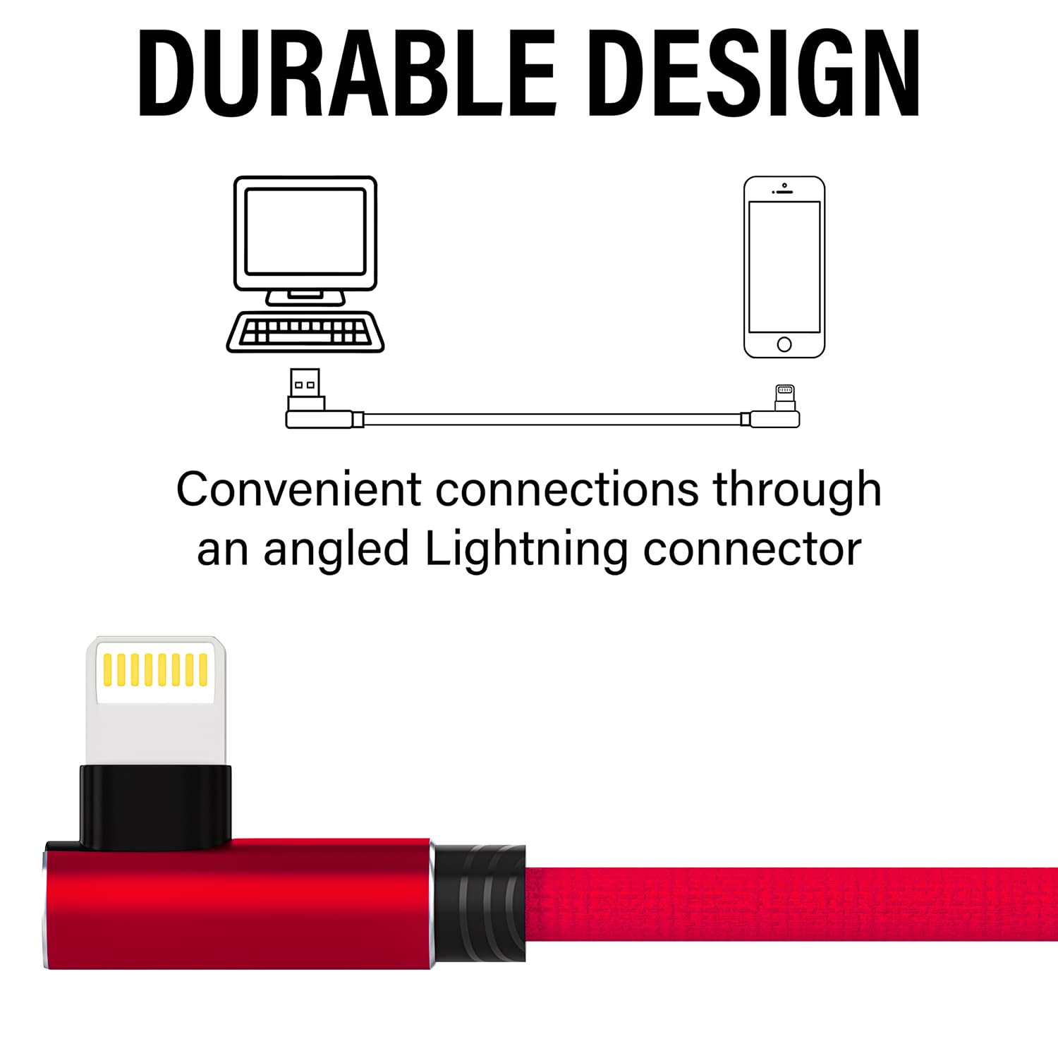 Ironten iPhone-Lightning-Ladegerät, 3 Stück, 1.8 m, rotes Apple-MFi-zertifiziertes Kabel, geflochtenes Nylonkabel, Schnellladekabel, kompatibel mit iPhone 14, 13, 12, 6 Plus SE, iPad