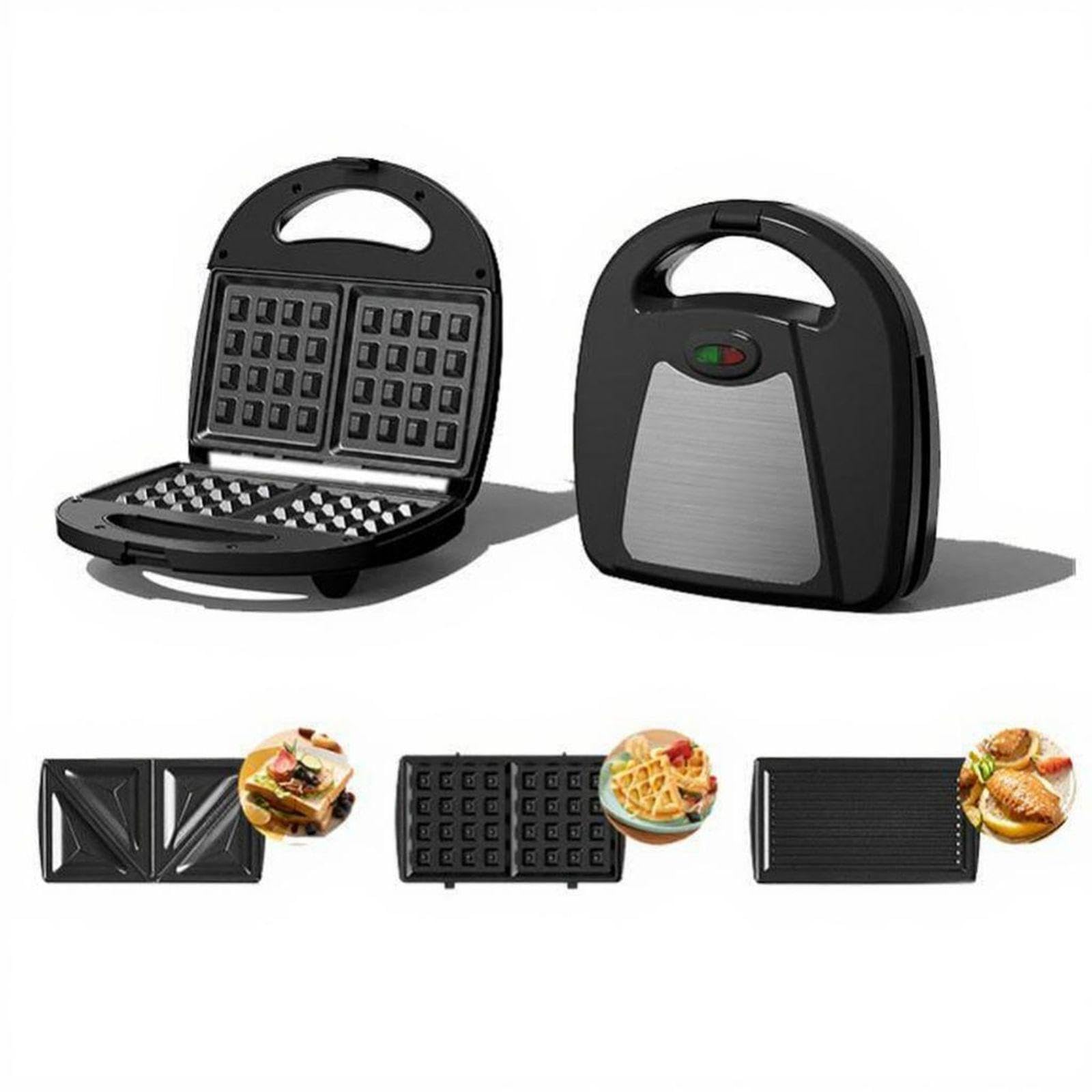 Sandwich Appliance, 110V Multifunctional Breakfast Machine, Non-Stick Bread Heater, Home Kitchen Black 3 in 1-image-18