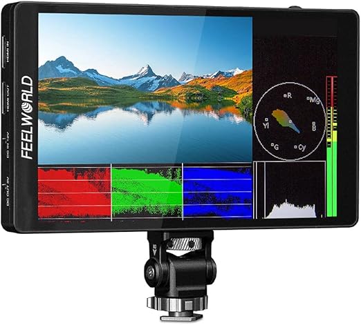 FEELWORLD F7 PRO 7 Inch Touch Screen DSLR Camera Field Monitor with 3D Lut HDR Waveform F970 External Power Install Kit 1920x1200 4K 60Hz HDMI Input Output 8.4V DC Output 5V Type-c Input Mini Hot Shoe